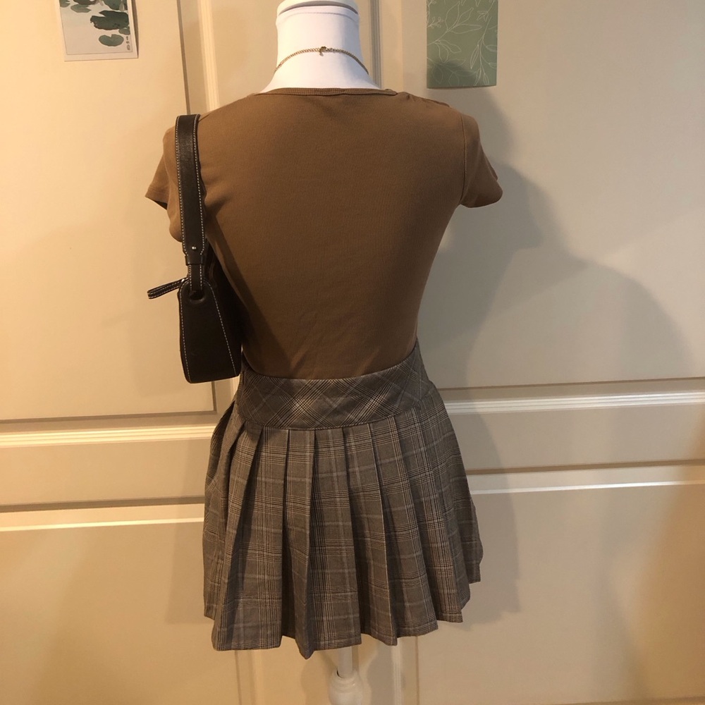 Zara Brown Plaid Pleated Skirt - Picture 2 of 5